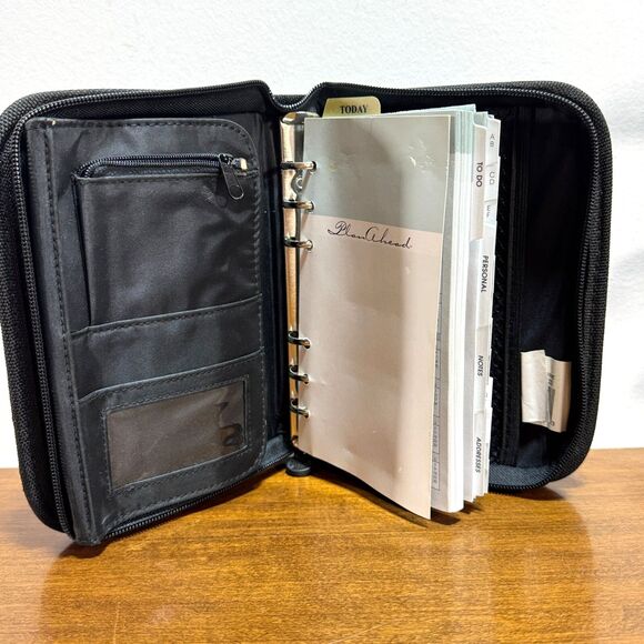 PlanAhead 6 Ring Planner Black Organizer Undated Calendar Inserts Pockets - Picture 5 of 16